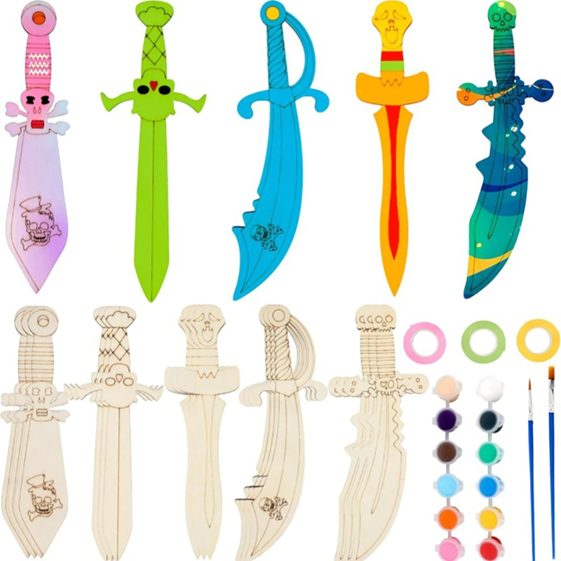 Wooden DIY Drawing Pirate Wood - Cosplay Prop Paint reseña y precio