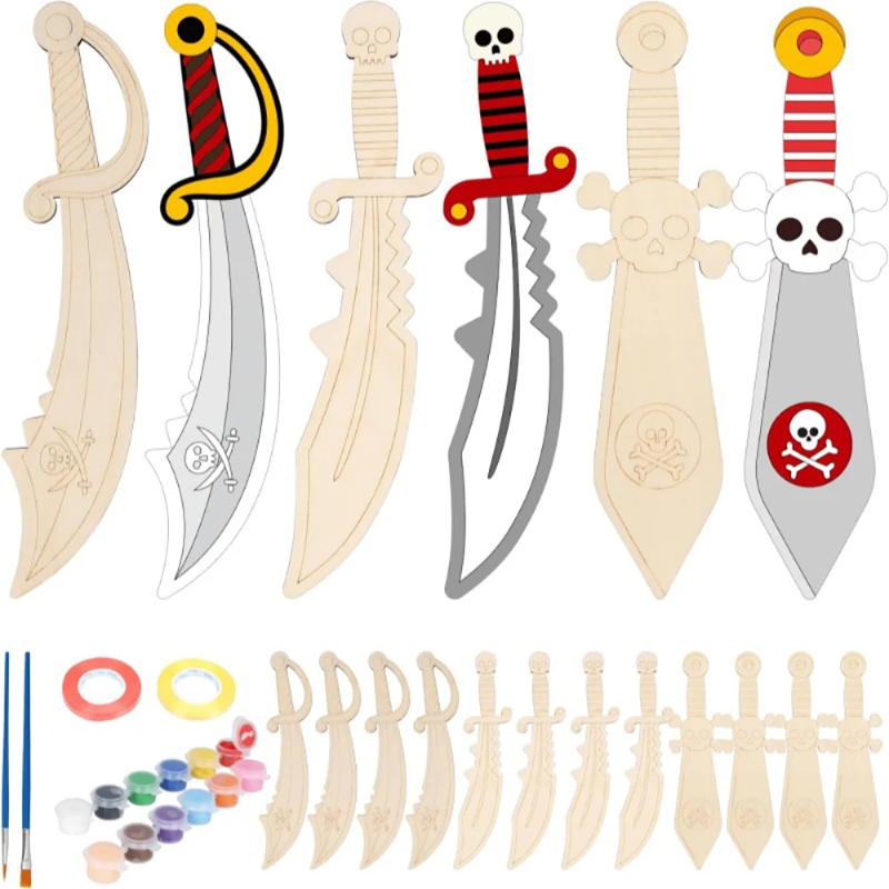 16pcs Kids Wooden Pirate Theme - Cosplay Prop Paint reseña y precio