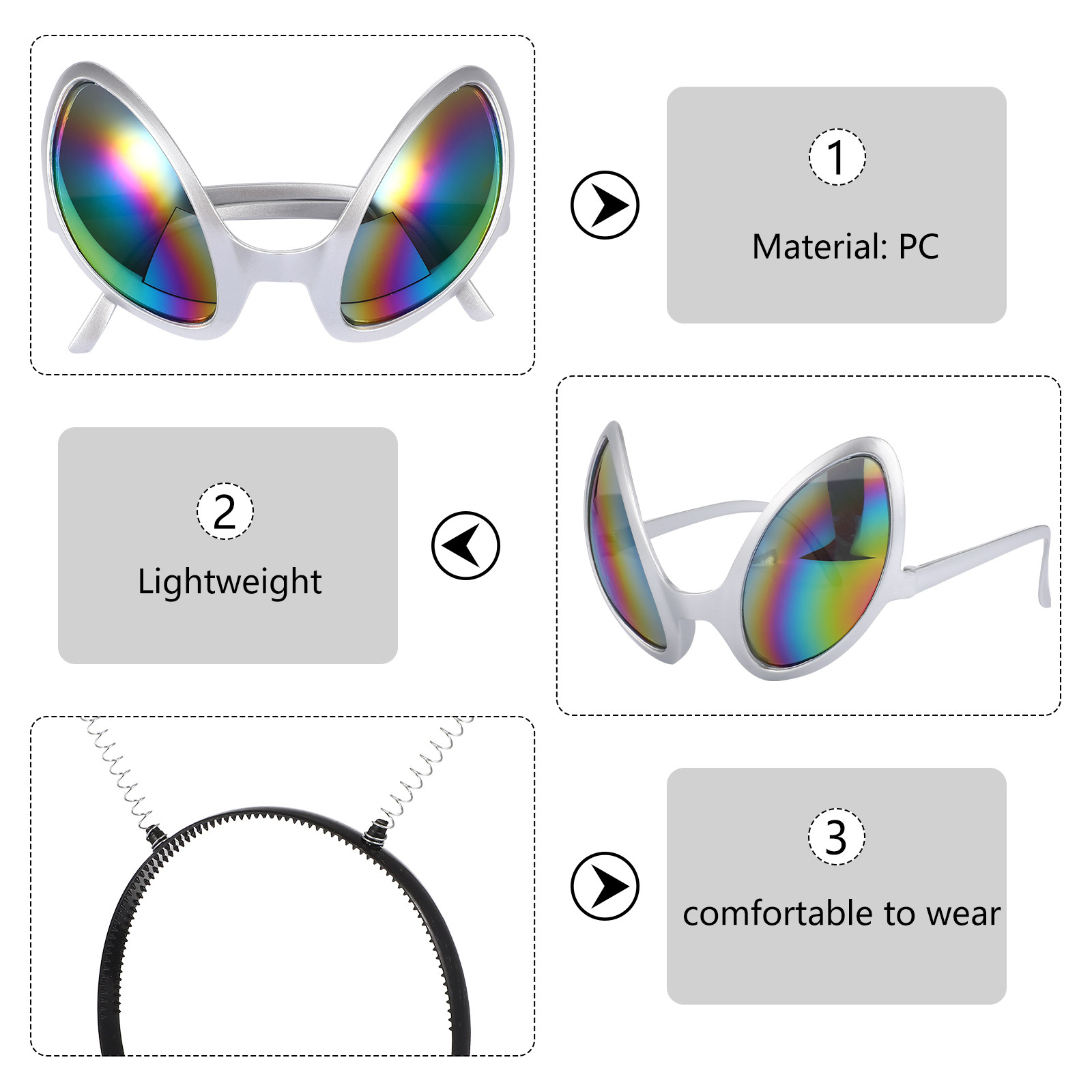 2Pcs Saucer Man Glasses and Ha - Cosplay Material For Prop reseña y precio